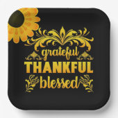 感謝、感謝、ひまわり賛美の花 ペーパープレート (正面)