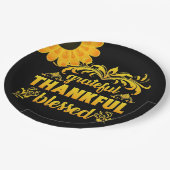 感謝、感謝、ひまわり賛美の花 ペーパープレート (アングル)