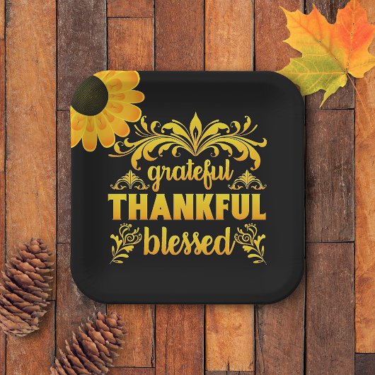 感謝、感謝、ひまわり賛美の花 ペーパープレート