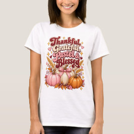 感謝 感謝 パステルと祝福された感謝祭 Tシャツ