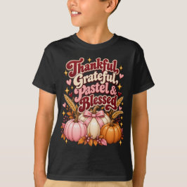 感謝 感謝 パステルと祝福された感謝祭 Tシャツ