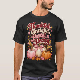 感謝 感謝 パステルと祝福された感謝祭 Tシャツ