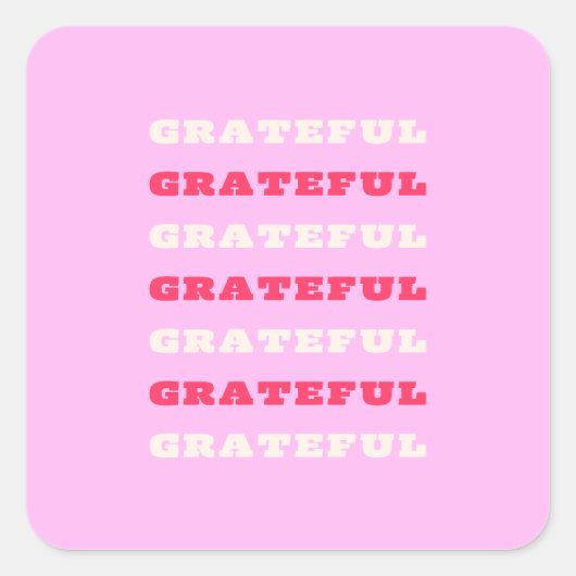 感謝,感謝,感謝,感謝引用文,ピンク,休日 スクエアシール (正面)