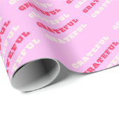 感謝，感謝，感謝，感謝引用文，ピンク，休日 ラッピングペーパー (ロールコーナー)