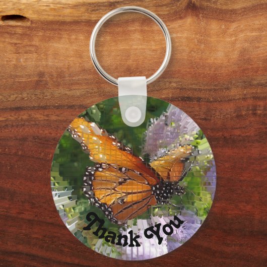 感謝（昆虫）オオカバマダラ、モナークバタフライ写真ありがとう キーホルダー (正面)