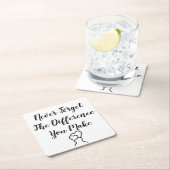 感謝 – 決忘れして違いを作らない スクエアペーパーコースター (インサイチュ)