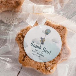 感謝!灰色のベビーゾウの熱気球 ラウンドシール