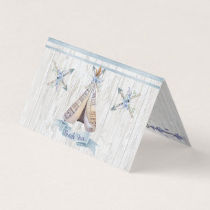 感謝 男の子ベビーブルーシャワーBoho Chic Teepee 名刺