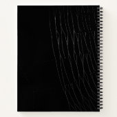 「感謝」白いスパイダーウェブ黒背景 ノートブック (裏面)