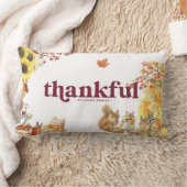 感謝 秋の感謝祭モノグラム ランバークッション (ブランケット)