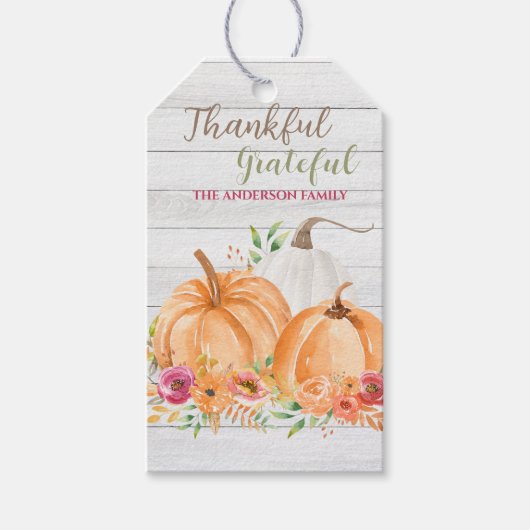 感謝 |秋秋かぼちゃ水彩 ギフトタグ (正面)