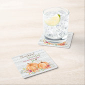 感謝 |秋秋かぼちゃ水彩 スクエアペーパーコースター (インサイチュ)