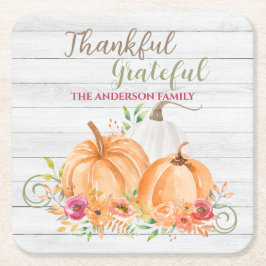 感謝 |秋秋かぼちゃ水彩 スクエアペーパーコースター