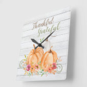 感謝 |秋秋かぼちゃ水彩 スクエア壁時計 (傾斜)