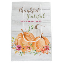 感謝 |秋秋かぼちゃ水彩 ミディアムペーパーバッグ