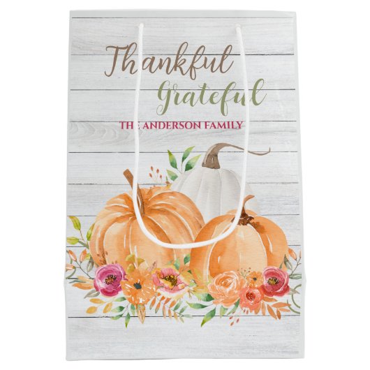 感謝 |秋秋かぼちゃ水彩 ミディアムペーパーバッグ (裏面)