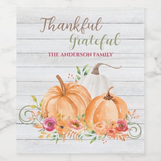感謝 |秋秋かぼちゃ水彩 ワインラベル (シングルラベル)