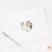 感謝 結婚 花嫁 花婿 背景 水彩 クラシック ラウンドシール (封筒)