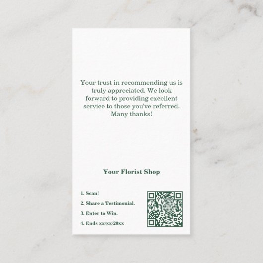 感謝：花屋の紹介ありがとう 名刺 (裏面)