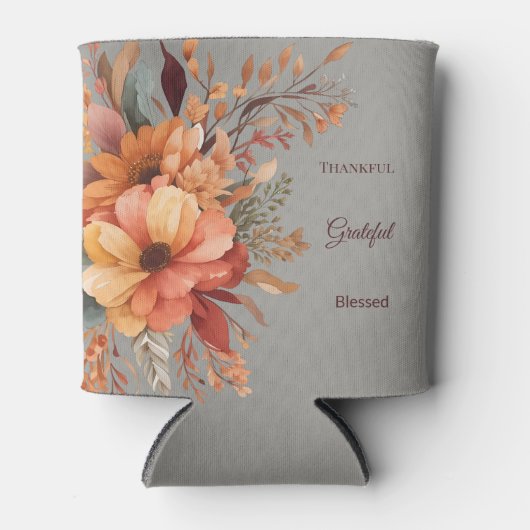 感謝 花柄 感謝祭 Thanksgiving  缶クーラー (正面)