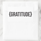 感謝 – 角括弧 – 白黒 長方形シール (バッグ)