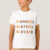 感謝 認識 神の恵み – 子供用秋のTシャツ Tシャツ (正面)