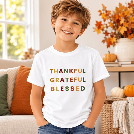 感謝 認識 神の恵み – 子供用秋のTシャツ Tシャツ