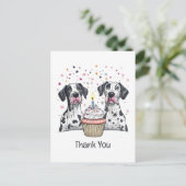 感謝 誕生日 グレートデーン 犬 ケーキ ポストカード (スタンド正面)