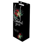 感謝 黒 ポインセチア 花束 ワインギフトバッグ (正面アングル)