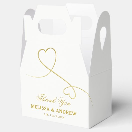 感謝 | 2つの金ゴールドハート |パーソナライズされた結婚s フェイバーボックス (オープン)