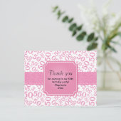 感謝:50番目の誕生日番号パターンピンク/白 ポストカード (スタンド正面)