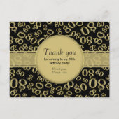 感謝:80番目の金ゴールド/黒の誕生日番号パターン ポストカード (正面)