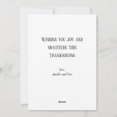 感謝 Bryan's Thanksgiving シーズンカード (裏面)