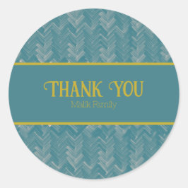 感謝Chevronパターンターコイズのパーソナライズ ラウンドシール