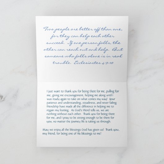 感謝Ecclesiastes 4:9-10 カード (内部)