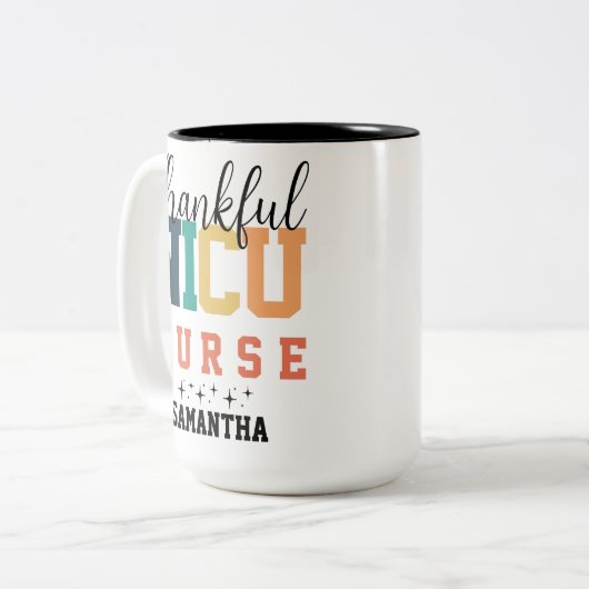 感謝NICUナースマグ、NICUナースギフト、ナース ツートーンマグカップ (正面左)