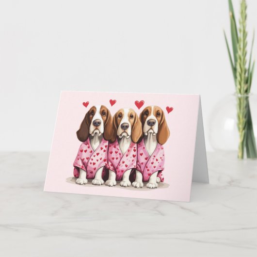 感謝Valentines Day Basset Hound Dogs サンキューカード (正面)