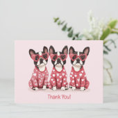 感謝Valentines Day Boston Terrier Dogs サンキューカード (スタンド正面)