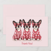 感謝Valentines Day Boston Terrier Dogs サンキューカード (正面/裏面)