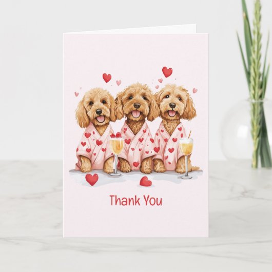 感謝Valentines Day Goldendoodle Dogs サンキューカード (正面)