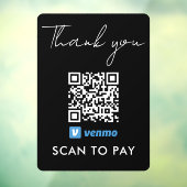 感謝Venmo支払いQRコードスキャンを黒に支払う ウィンドウサイン (シート3)