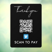 感謝Venmo QRコードスキャンして黒を支払モダンう ウィンドウサイン (シート3)