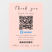 感謝Venmo QRコードスキャンを支払う赤面ピンク ウィンドウサイン (シート)