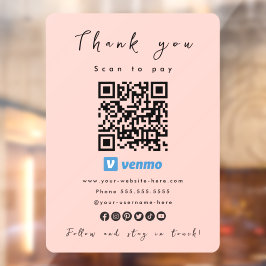 感謝Venmo QRコードスキャンを支払う赤面ピンク ウィンドウサイン