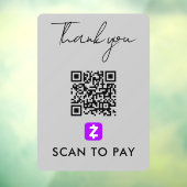 感謝Zelle QRコードスキャンしてグレーを支払モダンう ウィンドウサイン (シート3)