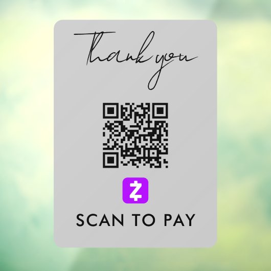 感謝Zelle QRコードスキャンしてグレーを支払モダンう ウィンドウサイン (シート3)