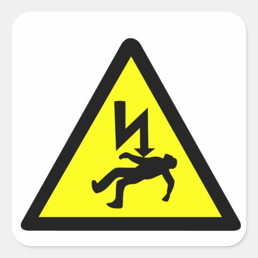 感電の記号の危険 スクエアシール (正面)