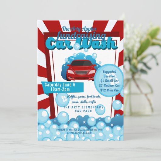 慈善のカーウォッシュの募金活動PTA PTO教会 招待状 (スタンド正面)