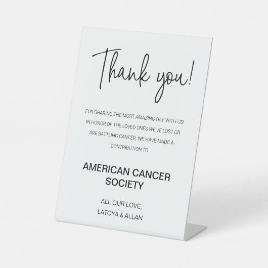 慈善団体へのご寄付に感謝結婚する 台座サイン (正面)