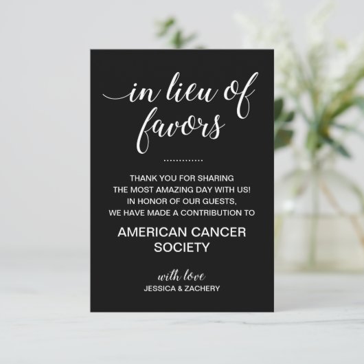 慈善団体への寄付に代わる黒塗結婚り 招待状 (スタンド正面)